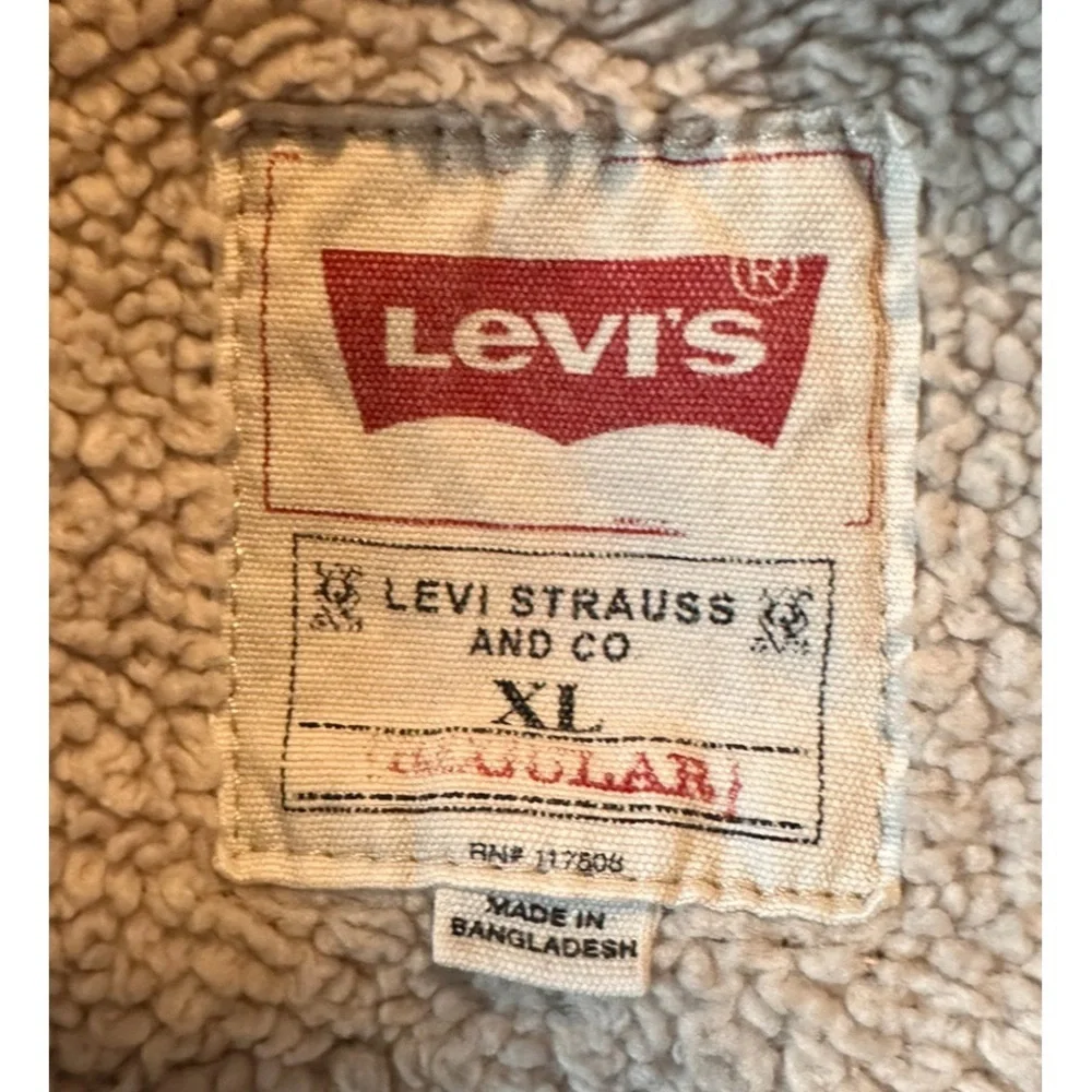 Levis Shirt Mens XL Shacket Blue Button Fleece Sherpa Chore Coat Barn Jacket - Picture 3 of 4